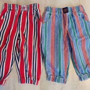 Vintage Lee Kids Colorful Striped Jogger Denim Pants 80s Union Made USA Lot Of 2